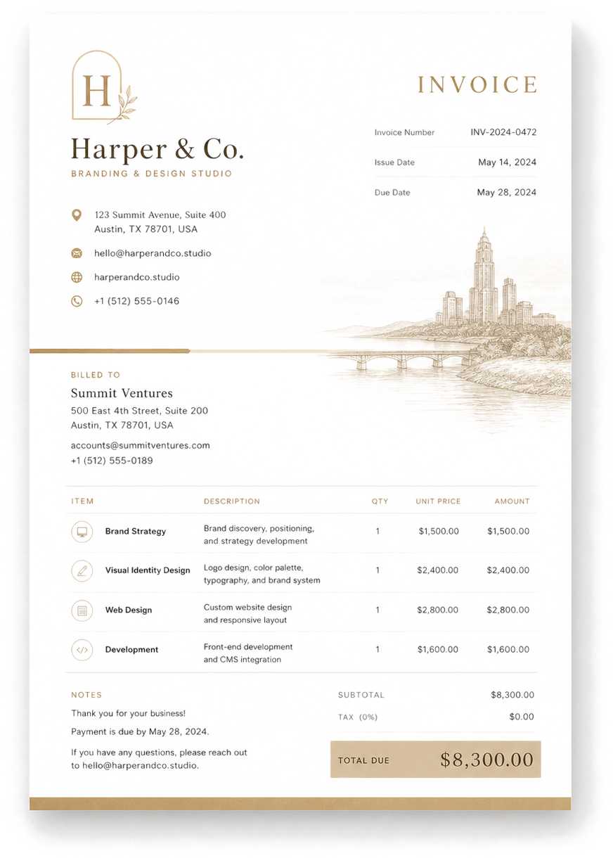 Invoice PDF template preview